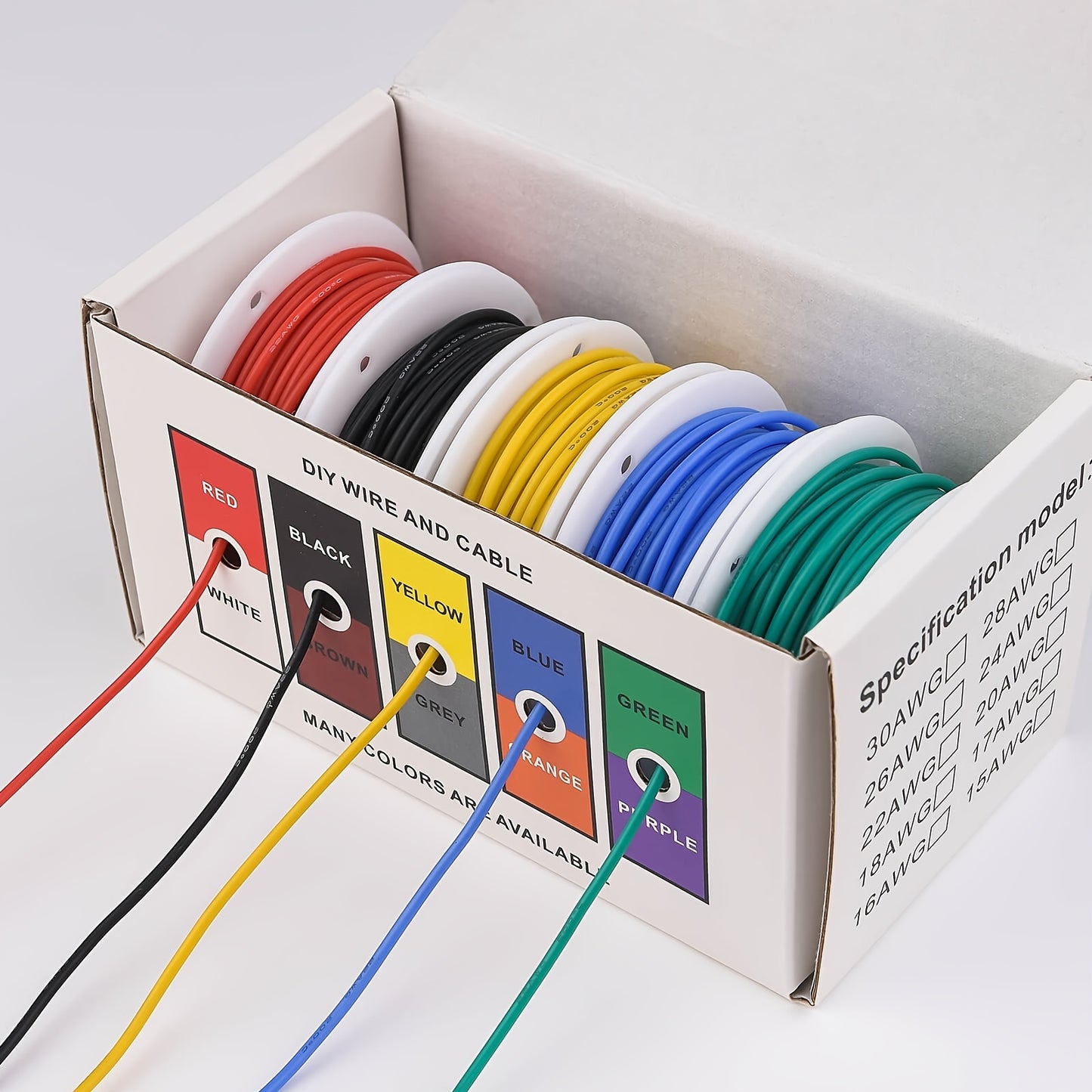 1 Set 22 AWG Stranded Electrical Wire 22 Gauge Tinned Copper Wires Flexible Silicone Electric Hookup Wire Kit OD:1.7mm, 5 Colors 16.4ft And 32.8ft Each, DIY/Automotive/Home/Power Wiring Kit