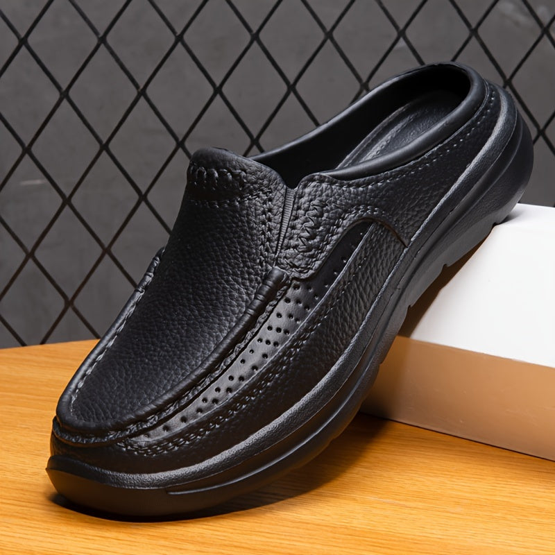 Stylish Men's Faux Leather Slip-Ons: Comfortable, Durable, Anti-Skid for All-Season Indoor/Outdoor Use