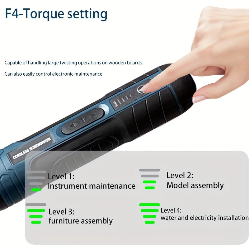 1 Set 3.6V Lithium Cordless Screwdriver Cordless, Electric Screwdriver Set, Power Screwdriver, 4 Torque Setting