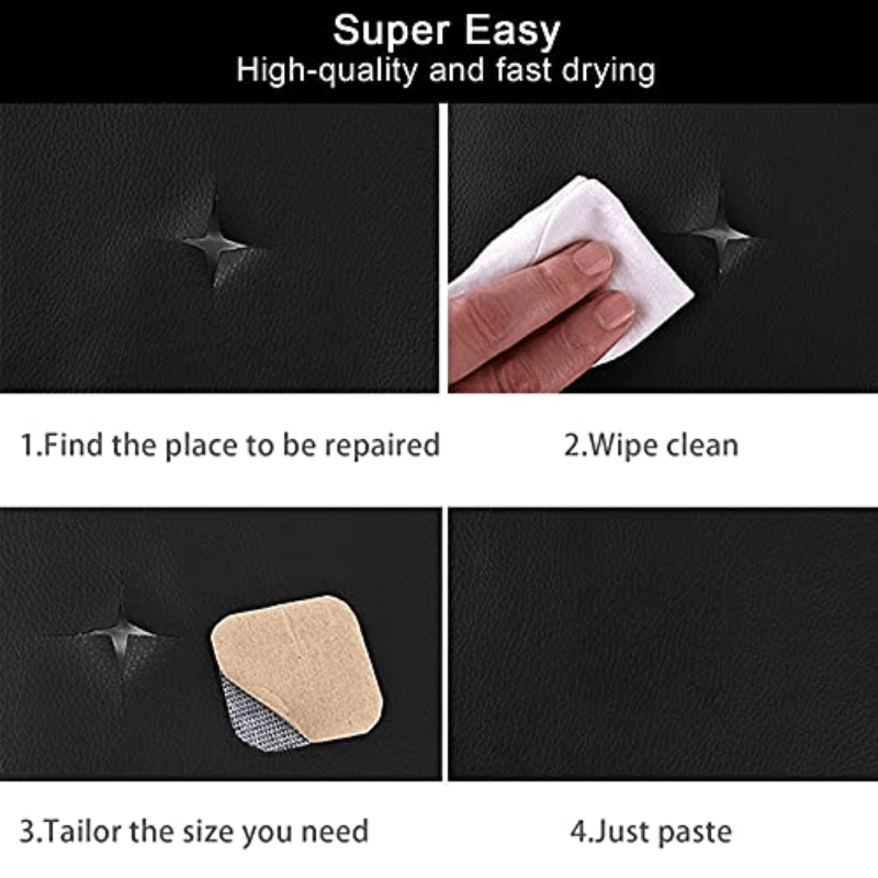 1pc Leather Repair Patch For Couches Self-Adhesive Leather Repair Tape Kit For Furniture Sofa Vinyl Car Seats Couch Chairs Shoes Down Jackets (Black, 13.7X53.9inch)