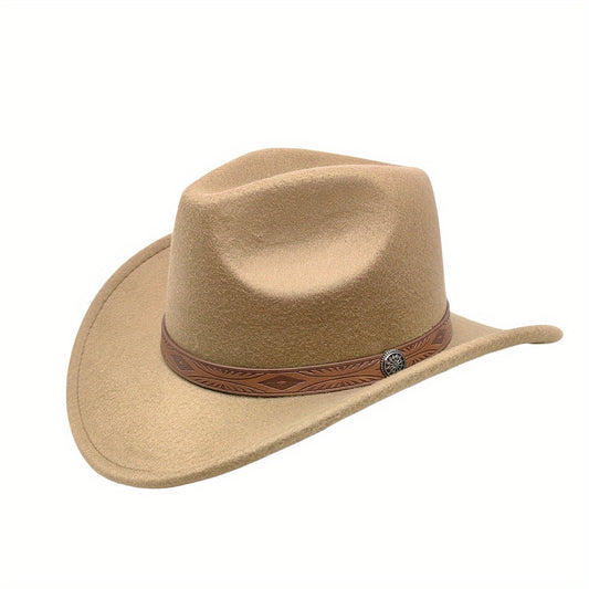 Classic Belt Decor Cowboy Hat Unisex Solid Color Jazz Fedoras Unisex Felt Hats For Women Men