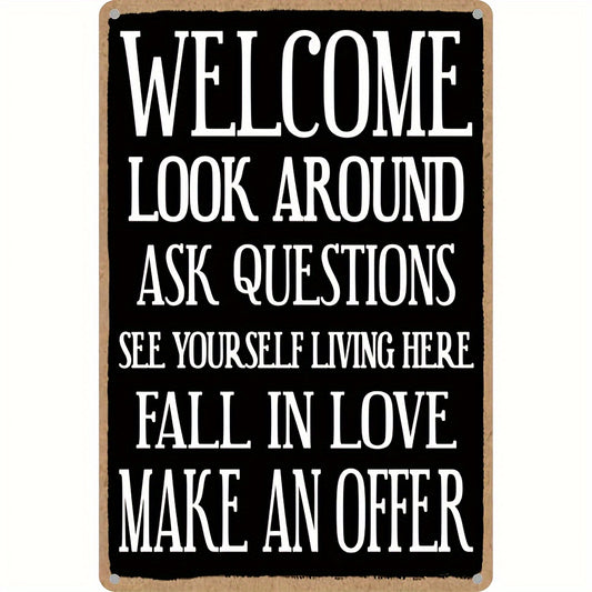 Vintage Real Estate Welcome Tin Sign