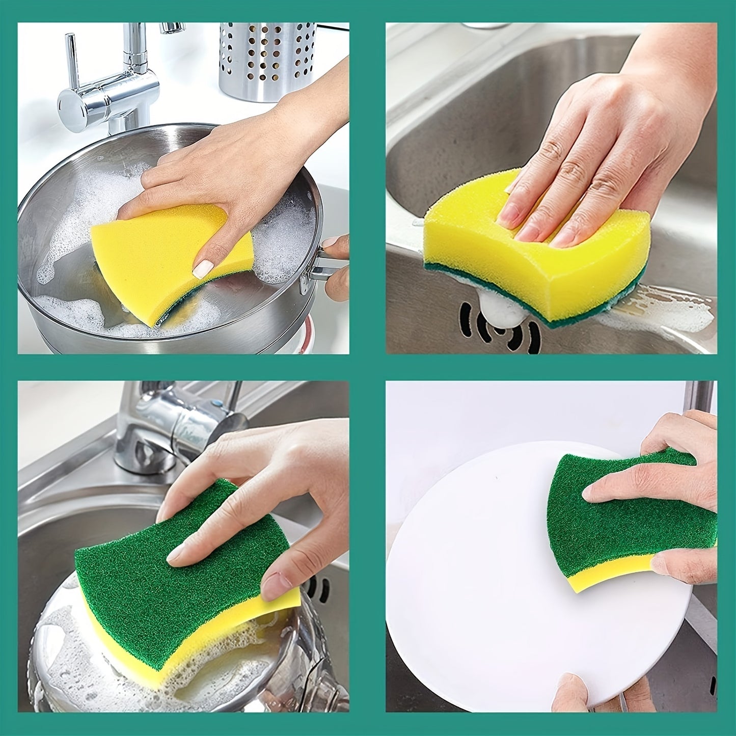 12/24pcs, Cleaning Sponge, Scouring Pad, Square Dish Cloths, Simple Style Dish Towel, Cleaning Cloth For Sink Or Kitchen Stove, Antibacterial Washable Cleaning Brush, Kitchen Stuff, Kitchen Cleaning Gadget