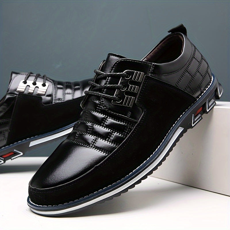 Stylish Men's Lace-Up Business Shoes - Comfort & Anti-Skid Sole, Faux Fur Inner - Perfect for Spring & Autumn