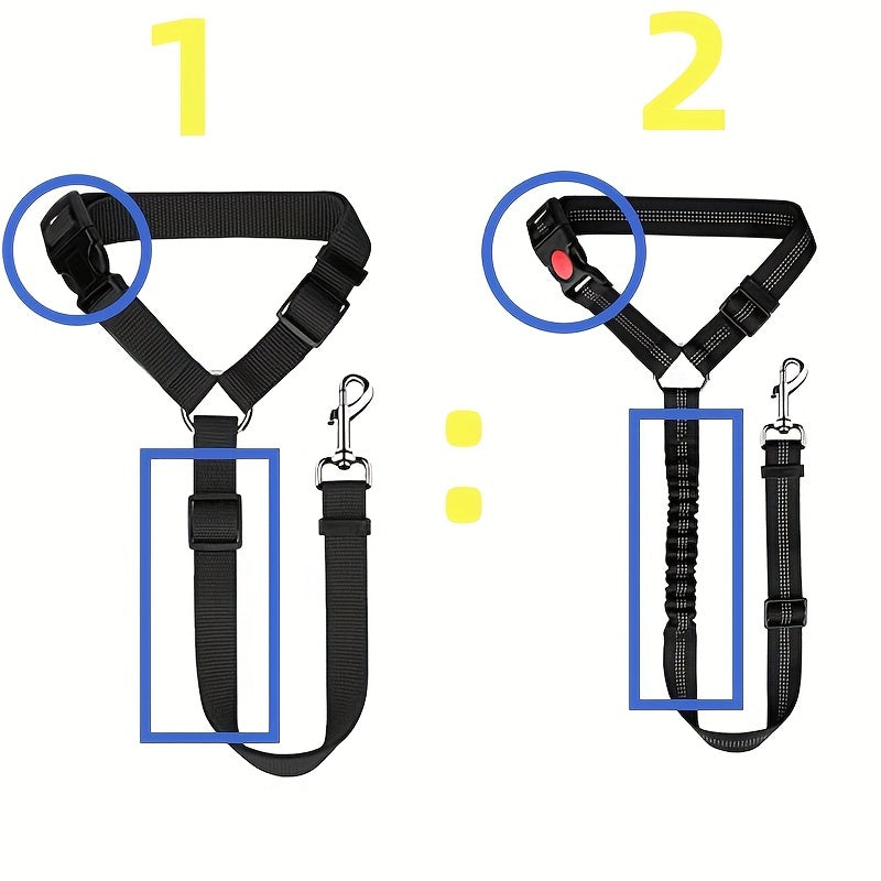 Solid Color 2 In 1 Pet Car Seat Belt Nylon Lead Leash Backseat Safety Belt Adjustable For Dog & Cat