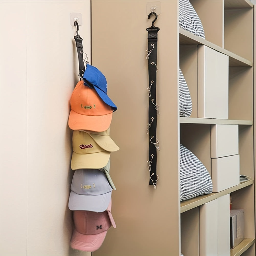 1pc Baseball Cap Storage organizer with clips, Eight Clips, Can Hold 16 Hats Hat Rack, Hat Storage Hook Rack