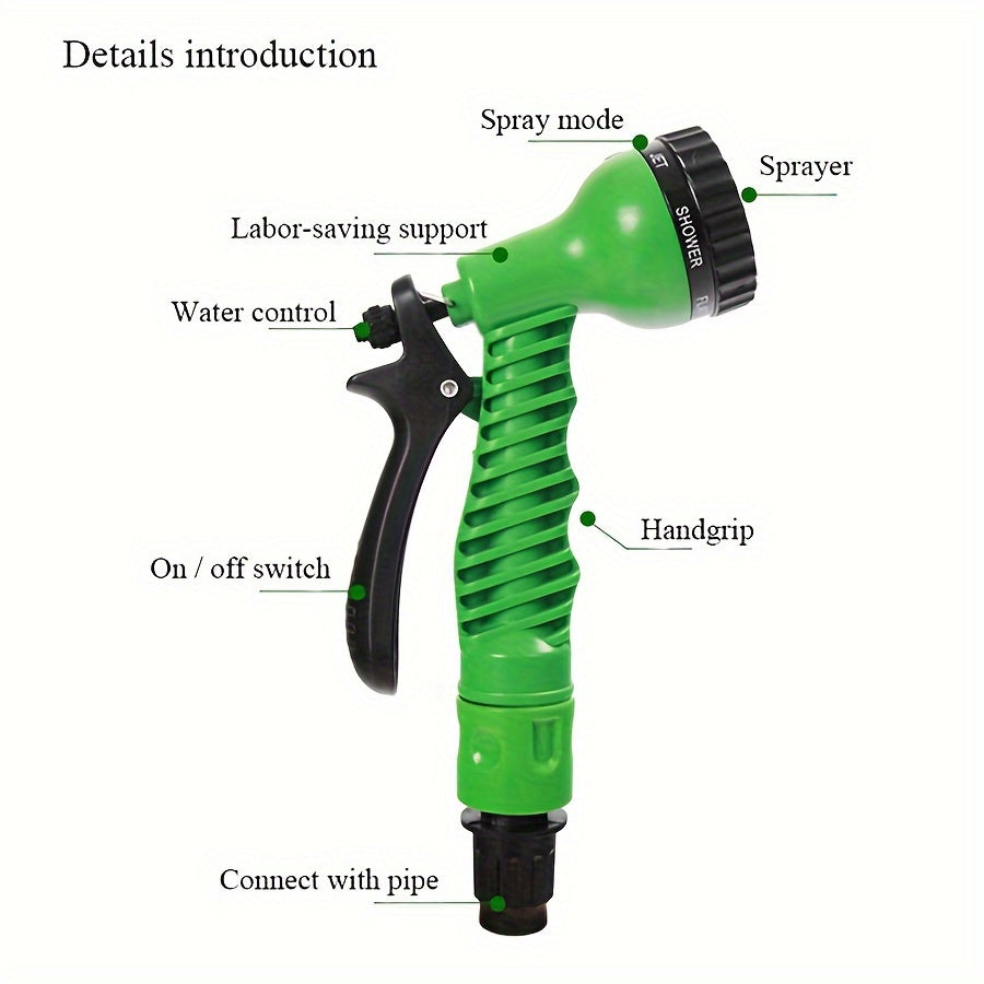 1pc 25-200FT Expansion Water Hose High Pressure Irrigation Multi-Functional Car Spray Pipe Shrink Expandable Garden Hose Spray Gun Tool, Watering Equipment