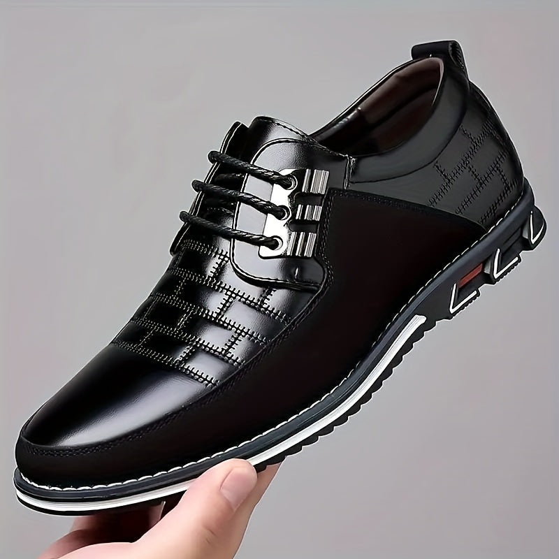 Stylish Men's Lace-Up Business Shoes - Comfort & Anti-Skid Sole, Faux Fur Inner - Perfect for Spring & Autumn