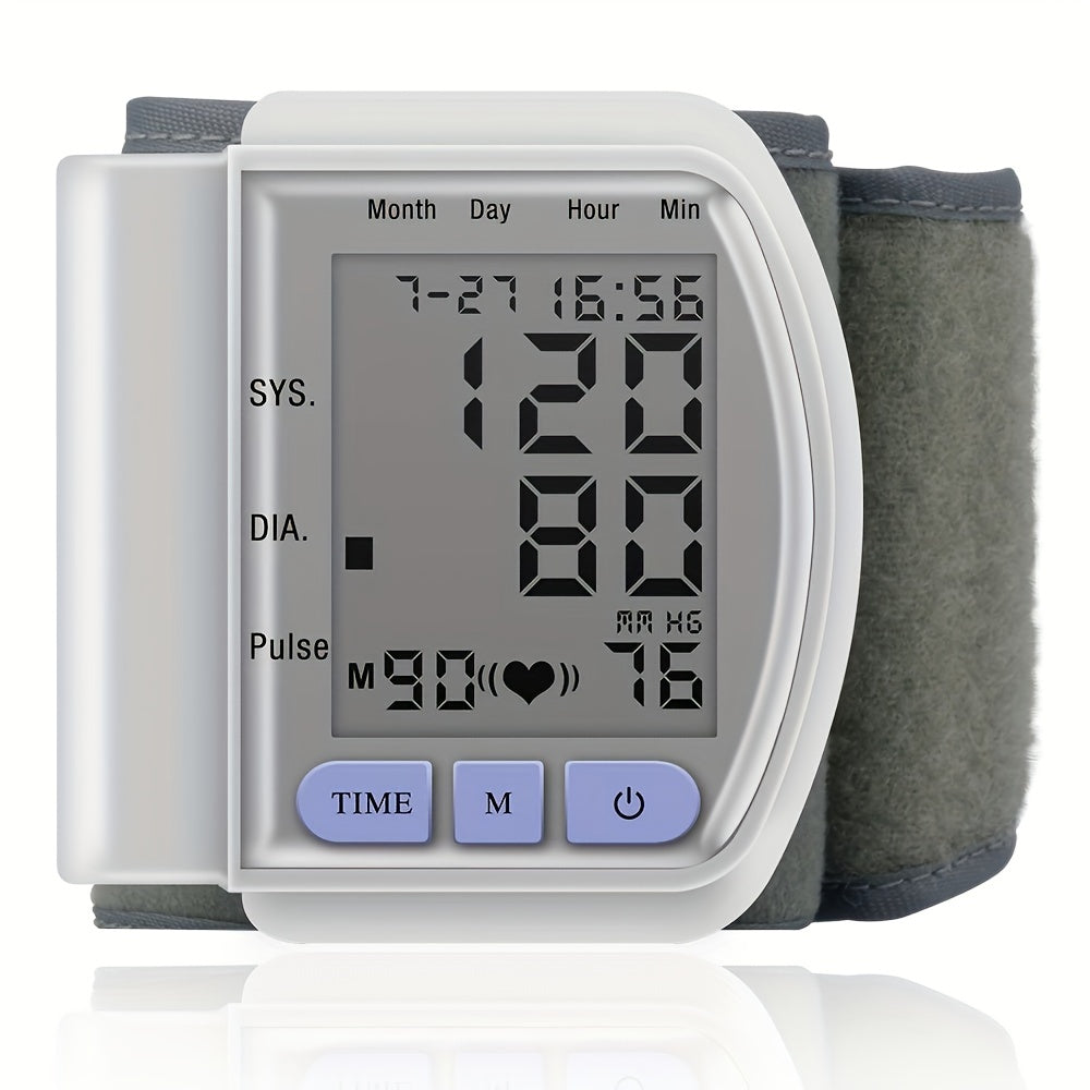 Precision Wrist Blood Pressure Monitor: Adult, Easy-Read LCD, Portable with Case, Battery-Powered