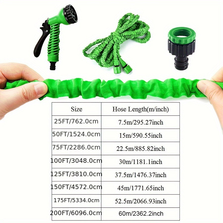 1pc 25-200FT Expansion Water Hose High Pressure Irrigation Multi-Functional Car Spray Pipe Shrink Expandable Garden Hose Spray Gun Tool, Watering Equipment