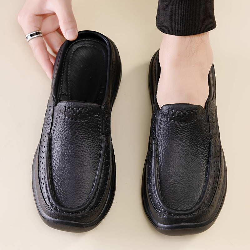 Stylish Men's Faux Leather Slip-Ons: Comfortable, Durable, Anti-Skid for All-Season Indoor/Outdoor Use