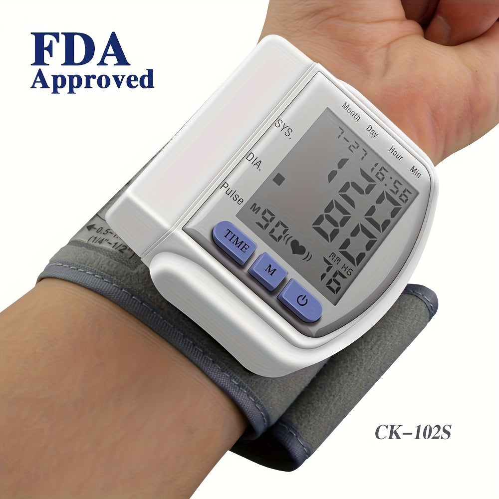 Precision Wrist Blood Pressure Monitor: Adult, Easy-Read LCD, Portable with Case, Battery-Powered