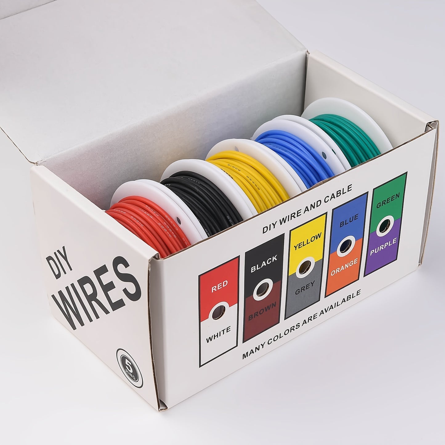 1 Set 22 AWG Stranded Electrical Wire 22 Gauge Tinned Copper Wires Flexible Silicone Electric Hookup Wire Kit OD:1.7mm, 5 Colors 16.4ft And 32.8ft Each, DIY/Automotive/Home/Power Wiring Kit