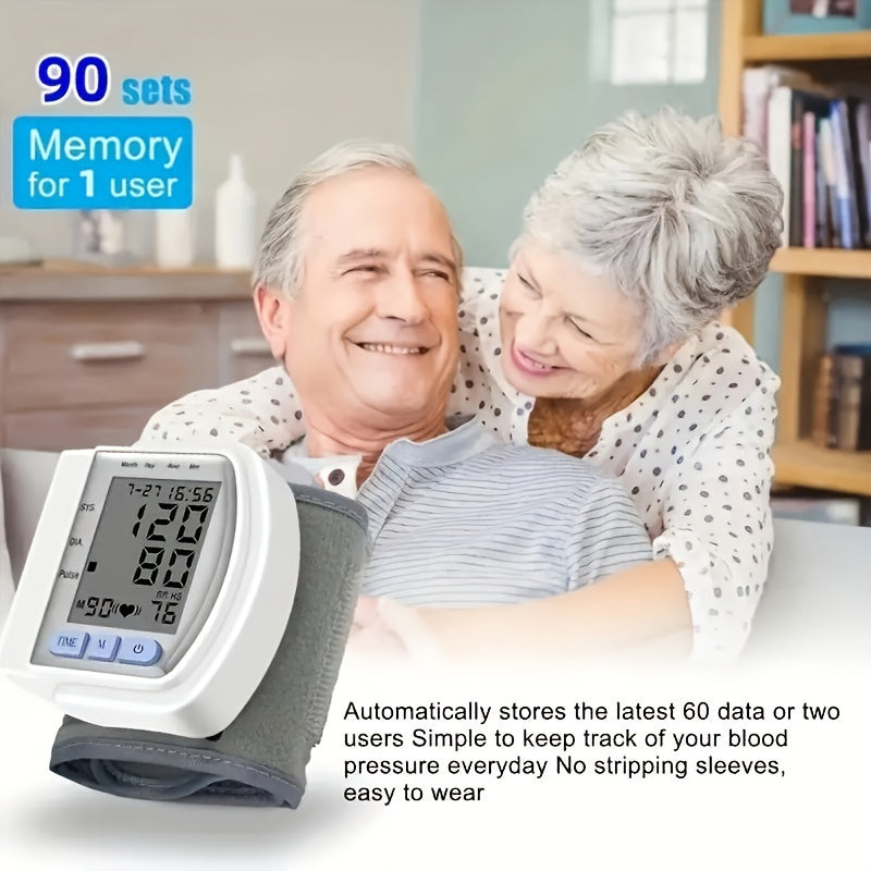 Precision Wrist Blood Pressure Monitor: Adult, Easy-Read LCD, Portable with Case, Battery-Powered