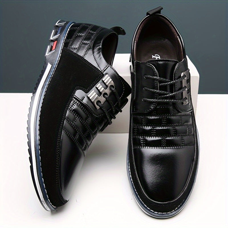 Stylish Men's Lace-Up Business Shoes - Comfort & Anti-Skid Sole, Faux Fur Inner - Perfect for Spring & Autumn