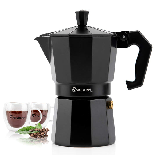 Premium Stovetop Espresso Maker with 2 Cups - Durable Aluminum, Safe & Easy to Use - Perfect for Gas & Electric Stoves