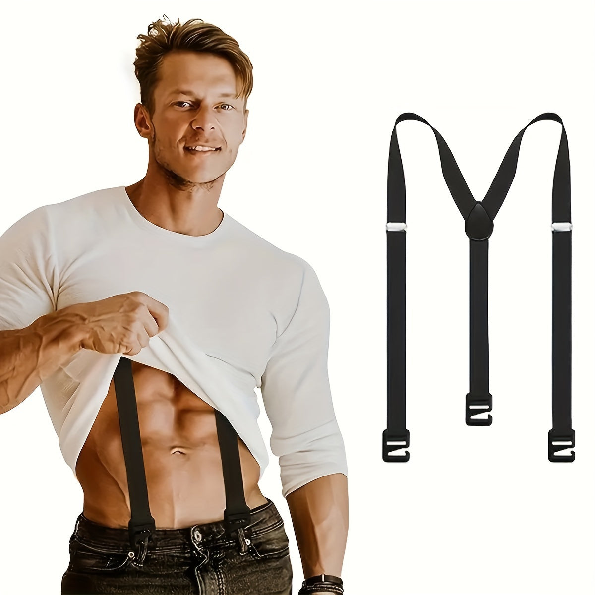 1PC Men's Suspenders, Adjustable Elastic Suspenders