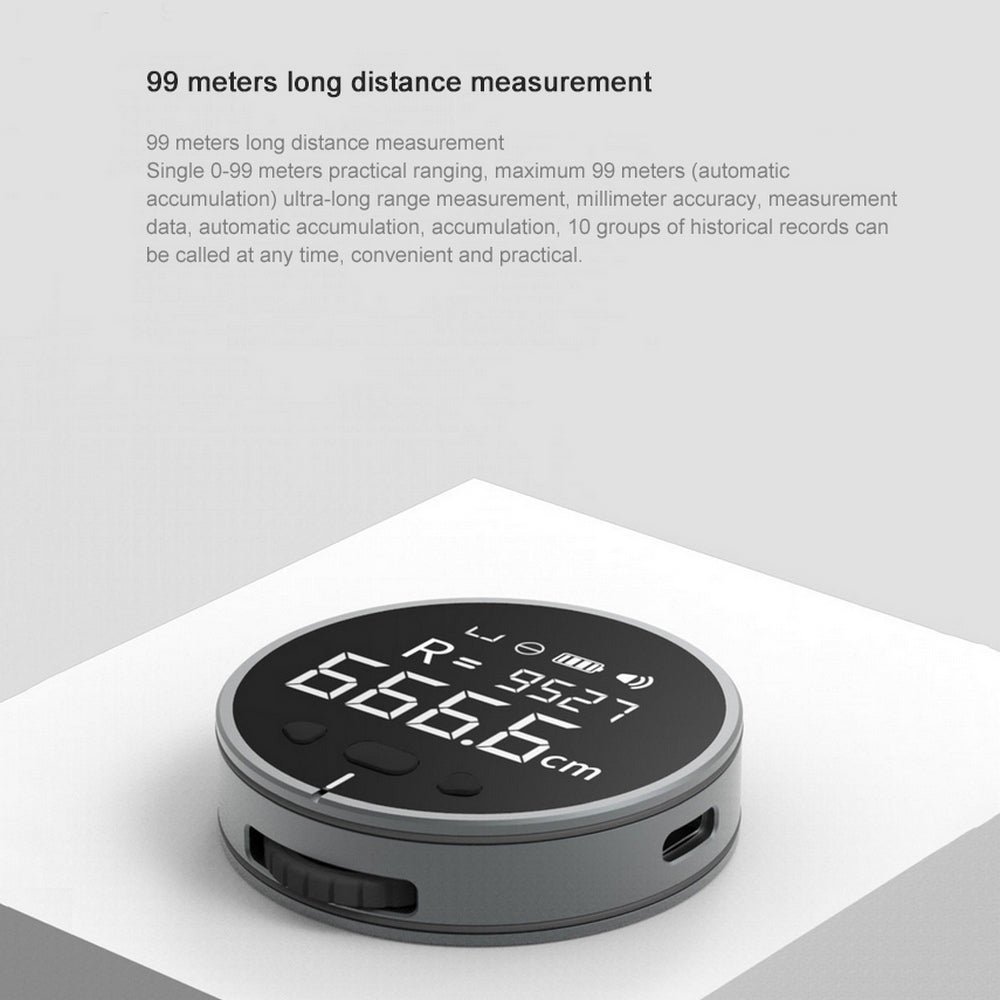 Portable Electronic Measuring Ruler - 99m Distance, LCD Display, 8 Functions - Lightweight & Compact