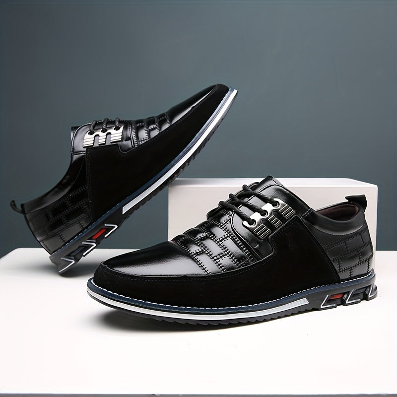 Stylish Men's Lace-Up Business Shoes - Comfort & Anti-Skid Sole, Faux Fur Inner - Perfect for Spring & Autumn