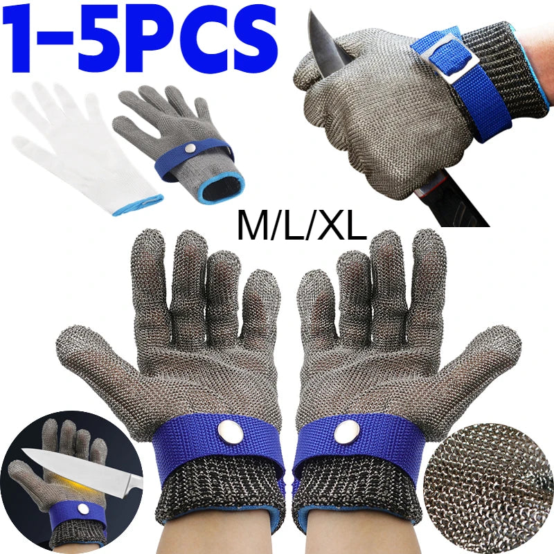 Cut Resistant Stainless Steel Gloves - Anti-cut Hand Protection for Butcher Work & Gardening