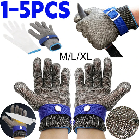 Cut Resistant Stainless Steel Gloves - Anti-cut Hand Protection for Butcher Work & Gardening