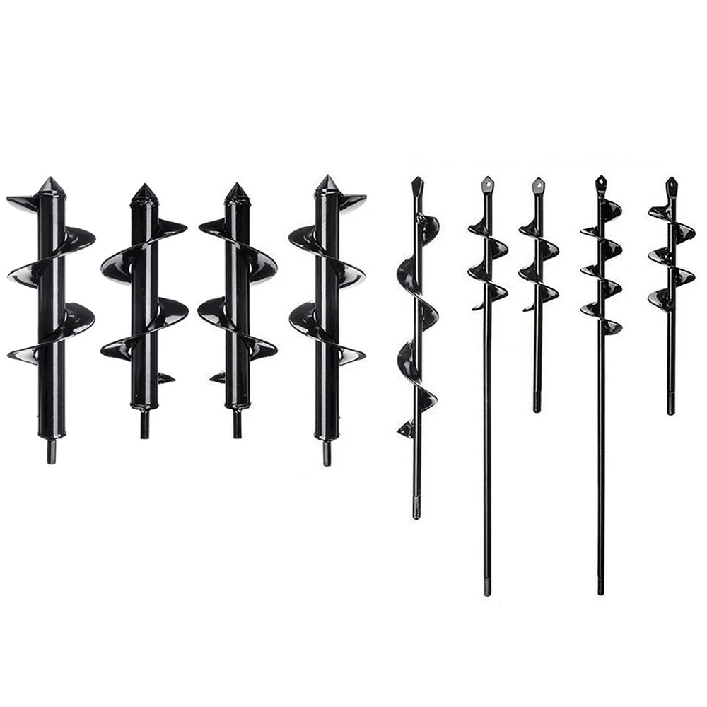 Premium Spiral Drill Bit Set for Efficient Garden Planting - Durable A3 Steel Construction, Hexagonal Connection - 9 Sizes Available!