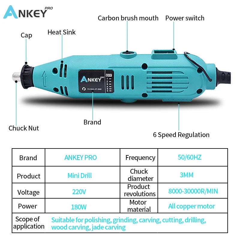 DIY Power Tool Set with Variable Speed Electric Drill, Dremel Accessories, and Mini Stand - Engrave and Rotate with Ease!