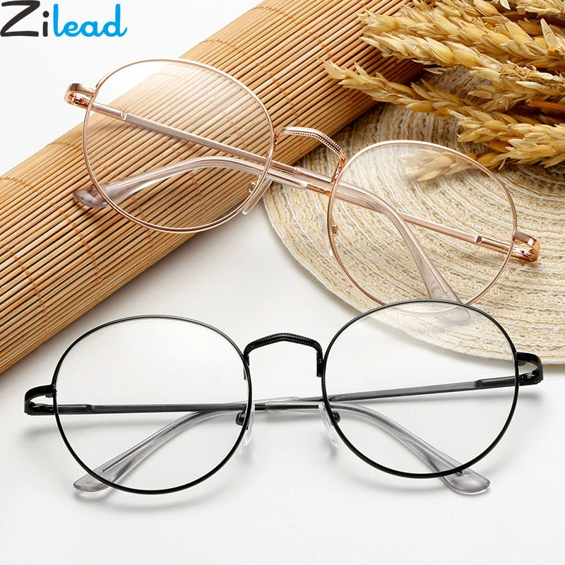 Zilead Myopia Glasses Metal Round Shortsighted Glasses For Women&Men Prescription Nearsighted Eyewear Miopia Diopter -1 to-4.0