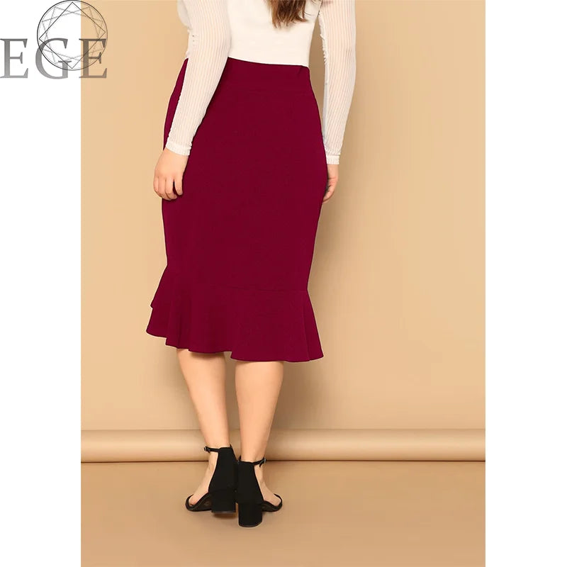 2023 Plus Size Spring Summer Skirts Elegant Plus Size Ruffle Commuter Plus Size 4xl 5xl Skirts Women Covering Hips