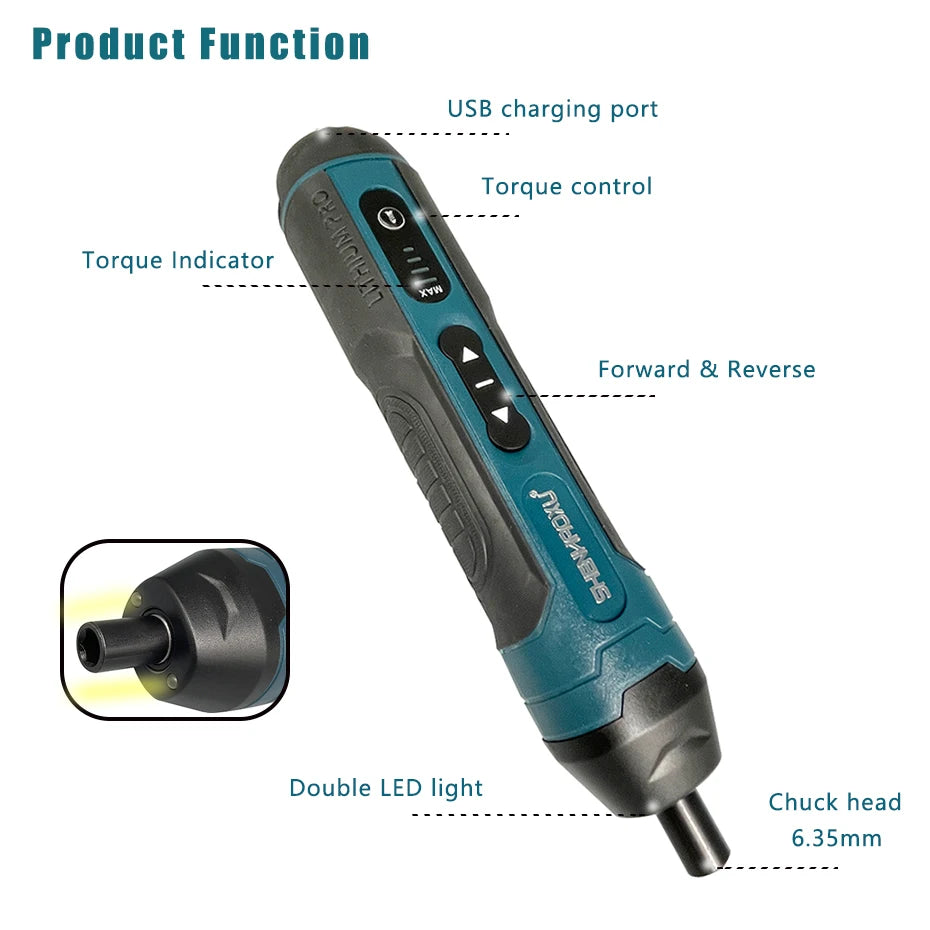 Powerful Cordless Electric Screwdriver Set - Rechargeable 3.6V Mini Drill for Household Maintenance & Repair - 1300mAh Lithium Battery