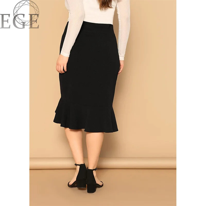 2023 Plus Size Spring Summer Skirts Elegant Plus Size Ruffle Commuter Plus Size 4xl 5xl Skirts Women Covering Hips