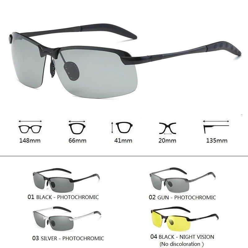 Men's Polarized Photochromic Sunglasses - Day/Night Vision Eyewear