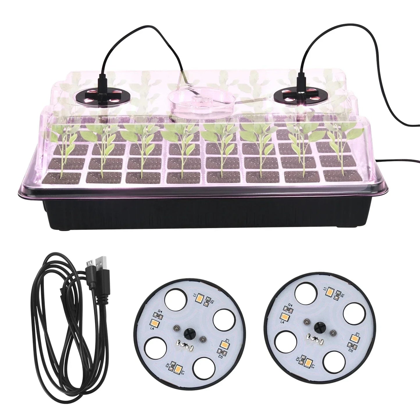 LED Plant Lights for Faster Growth - Seed Starter Tray Set with USB Cable