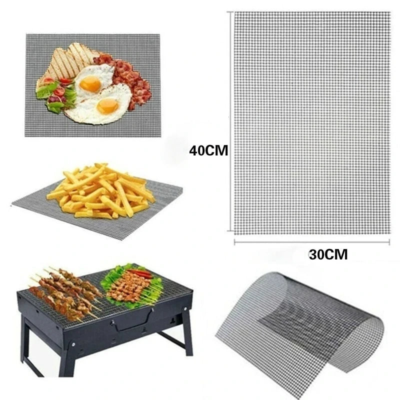 Non-Stick High Temperature Resistant BBQ Grid Pad Barbecue Mesh Reusable Easily Cleaned Cooking Pads Baking Grill Tool