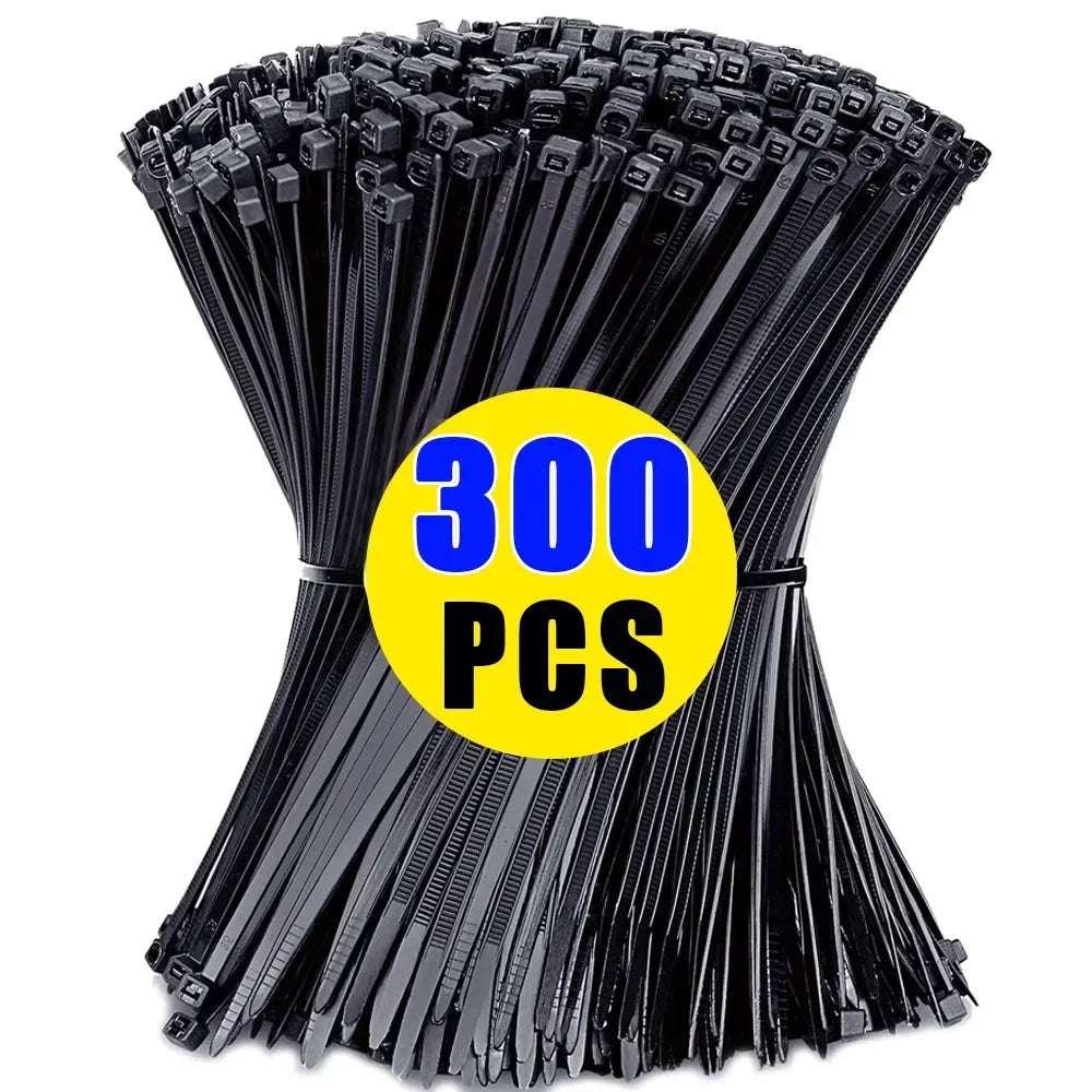 Reusable Nylon Cable Ties - 300/100 Pack for Home & Office Organization