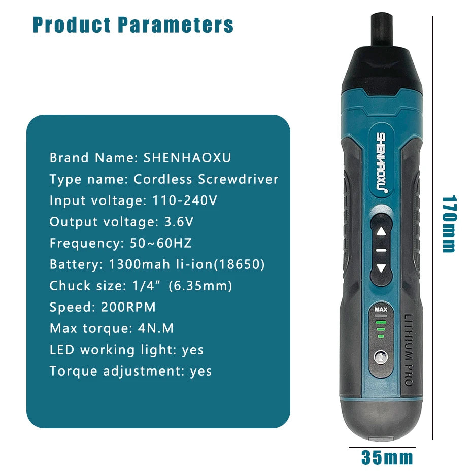 Powerful Cordless Electric Screwdriver Set - Rechargeable 3.6V Mini Drill for Household Maintenance & Repair - 1300mAh Lithium Battery