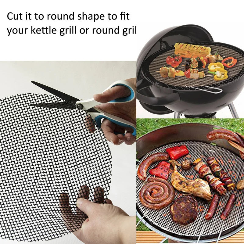 Non-Stick High Temperature Resistant BBQ Grid Pad Barbecue Mesh Reusable Easily Cleaned Cooking Pads Baking Grill Tool