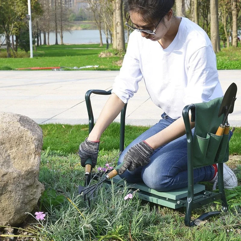 Foldable Garden Kneeling Stool with Tool Bags - 150kg Capacity