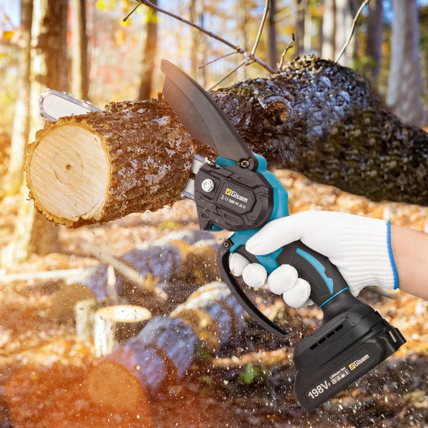 Cordless 8" Electric Chain Saw for Pruning - Gisam Brushless Power Tool for Makita 18V Battery