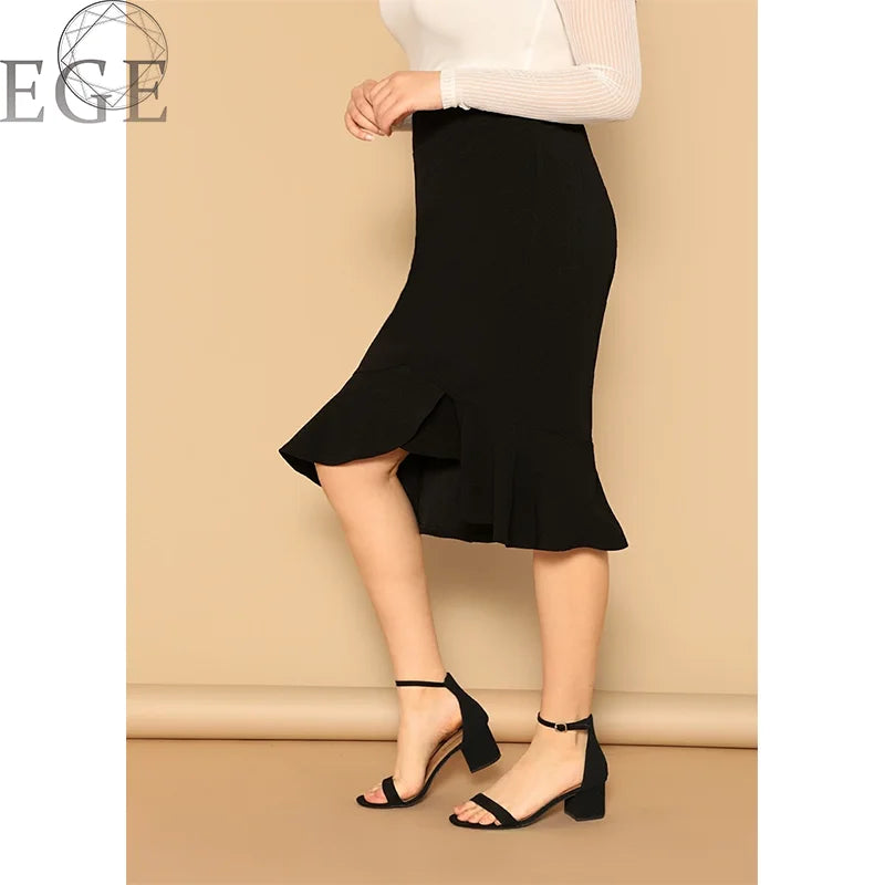 2023 Plus Size Spring Summer Skirts Elegant Plus Size Ruffle Commuter Plus Size 4xl 5xl Skirts Women Covering Hips