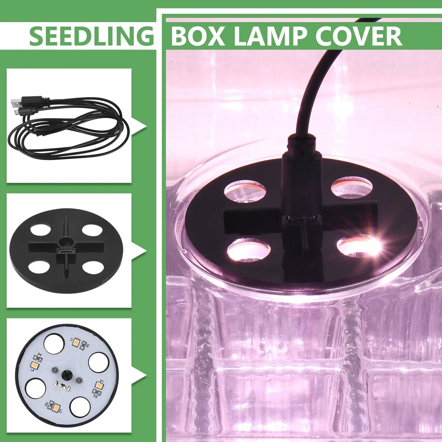 LED Plant Lights for Faster Growth - Seed Starter Tray Set with USB Cable