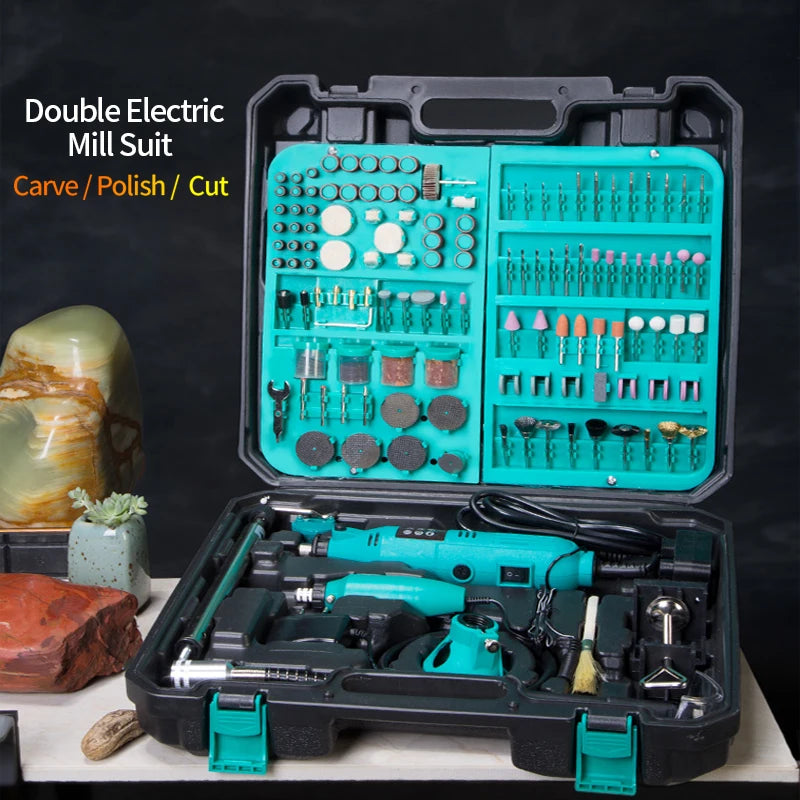 DIY Power Tool Set with Variable Speed Electric Drill, Dremel Accessories, and Mini Stand - Engrave and Rotate with Ease!