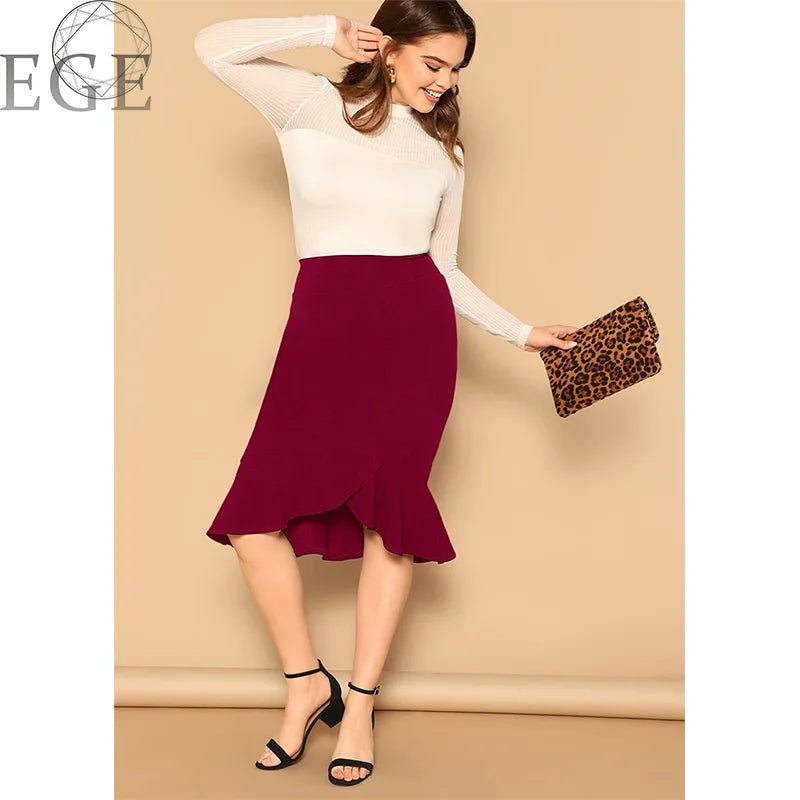 2023 Plus Size Spring Summer Skirts Elegant Plus Size Ruffle Commuter Plus Size 4xl 5xl Skirts Women Covering Hips