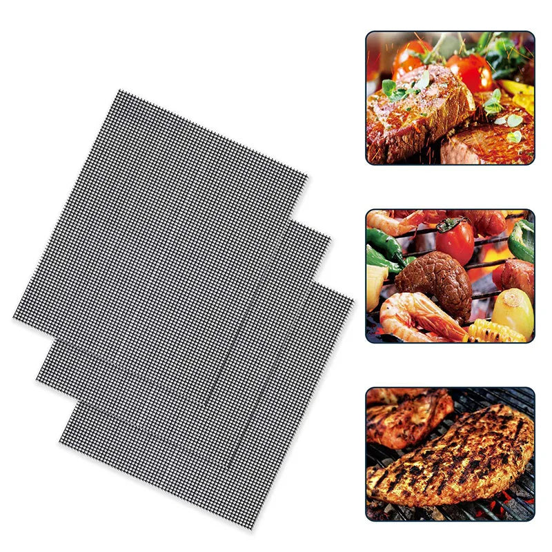 Non-Stick High Temperature Resistant BBQ Grid Pad Barbecue Mesh Reusable Easily Cleaned Cooking Pads Baking Grill Tool