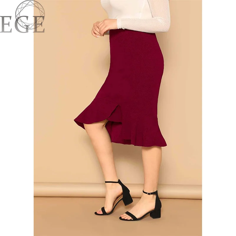 2023 Plus Size Spring Summer Skirts Elegant Plus Size Ruffle Commuter Plus Size 4xl 5xl Skirts Women Covering Hips