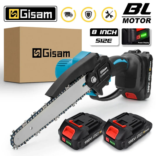 Powerful 8" Cordless Electric Chainsaw for Makita 18V Battery - Gisam Brushless Pruning Saw