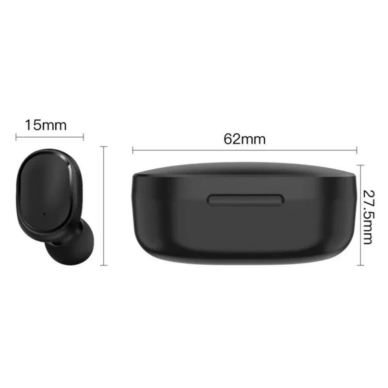 TWS E6S Bluetooth Earphones - Wireless Noise Cancelling Headset with Microphone for Xiaomi Redmi - 5.0 Bluetooth - LED Display - Waterproof - HIFI - 2-5 Hours Playtime