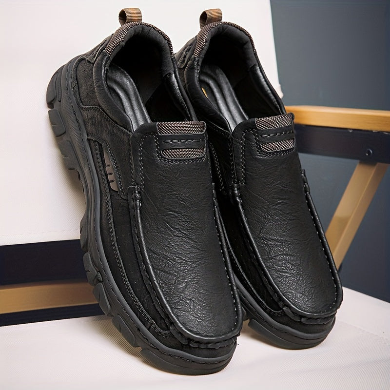 CLOHOO Men's Leather Loafers: Slip-On, Anti-Skid, and Stylish for Versatile All-Season Wear