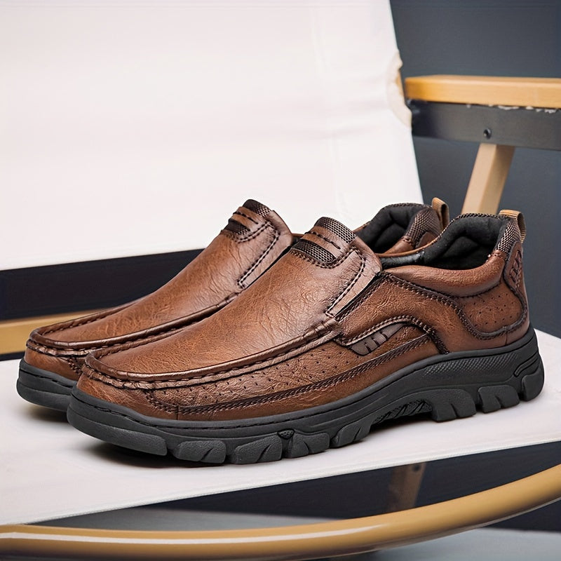 CLOHOO Men's Leather Loafers: Slip-On, Anti-Skid, and Stylish for Versatile All-Season Wear