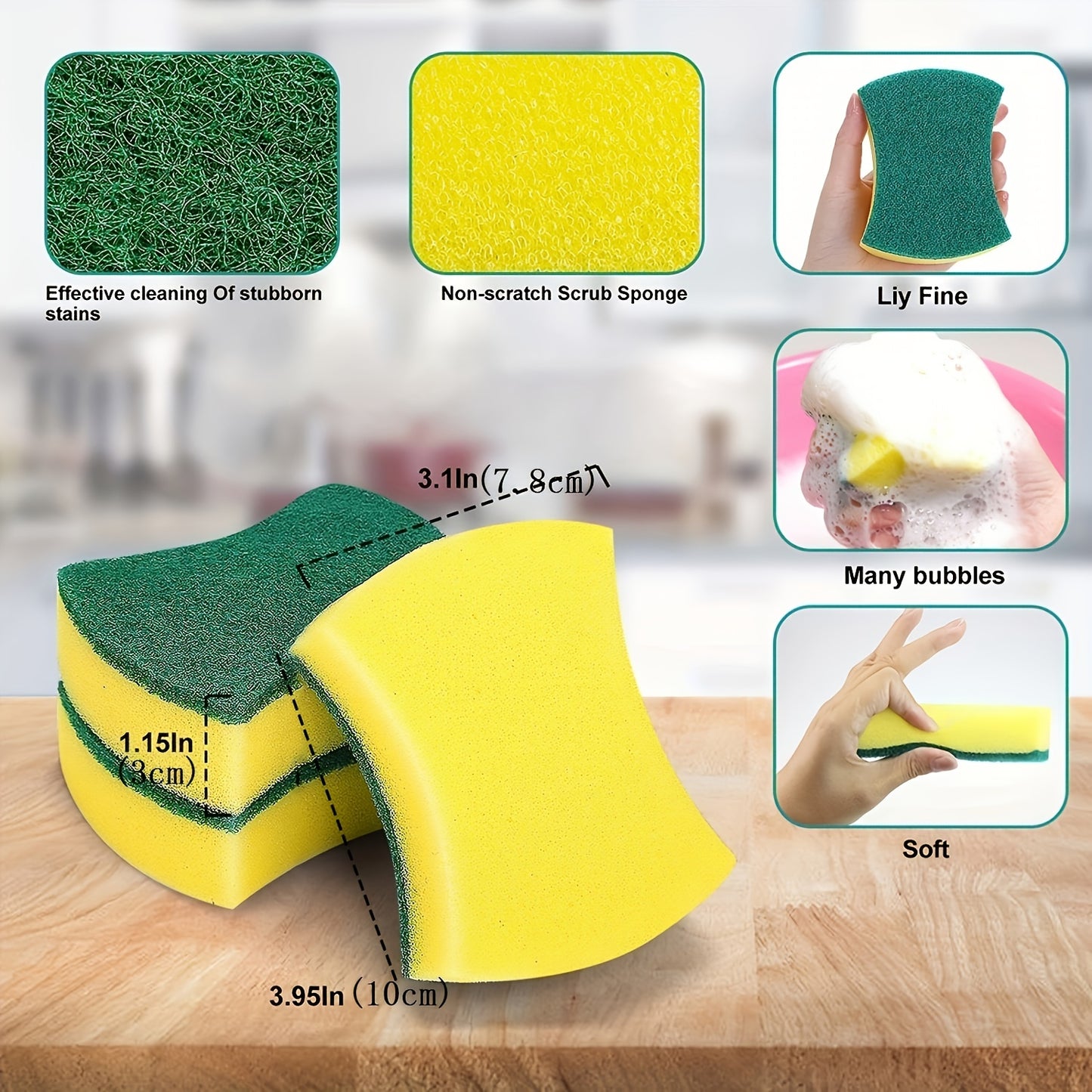 12/24pcs, Cleaning Sponge, Scouring Pad, Square Dish Cloths, Simple Style Dish Towel, Cleaning Cloth For Sink Or Kitchen Stove, Antibacterial Washable Cleaning Brush, Kitchen Stuff, Kitchen Cleaning Gadget